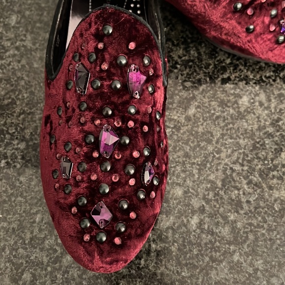 Donald Pliner Crushed Velvet, Rhinestone Mules - Picture 3 of 7